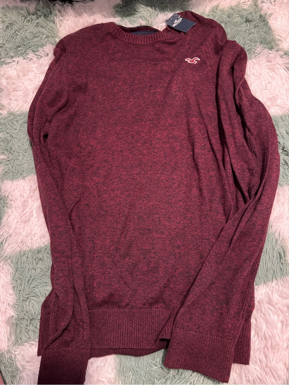 Hollister Men's Burgundy Crewneck Sweater